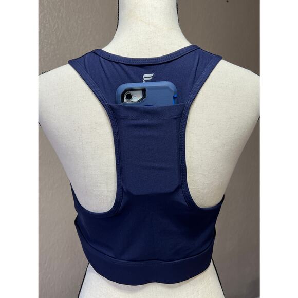 Fabletics On-The-Go Medium Impact Women Sports Bra Navy Blue Padded Size Medium - Picture 1 of 10